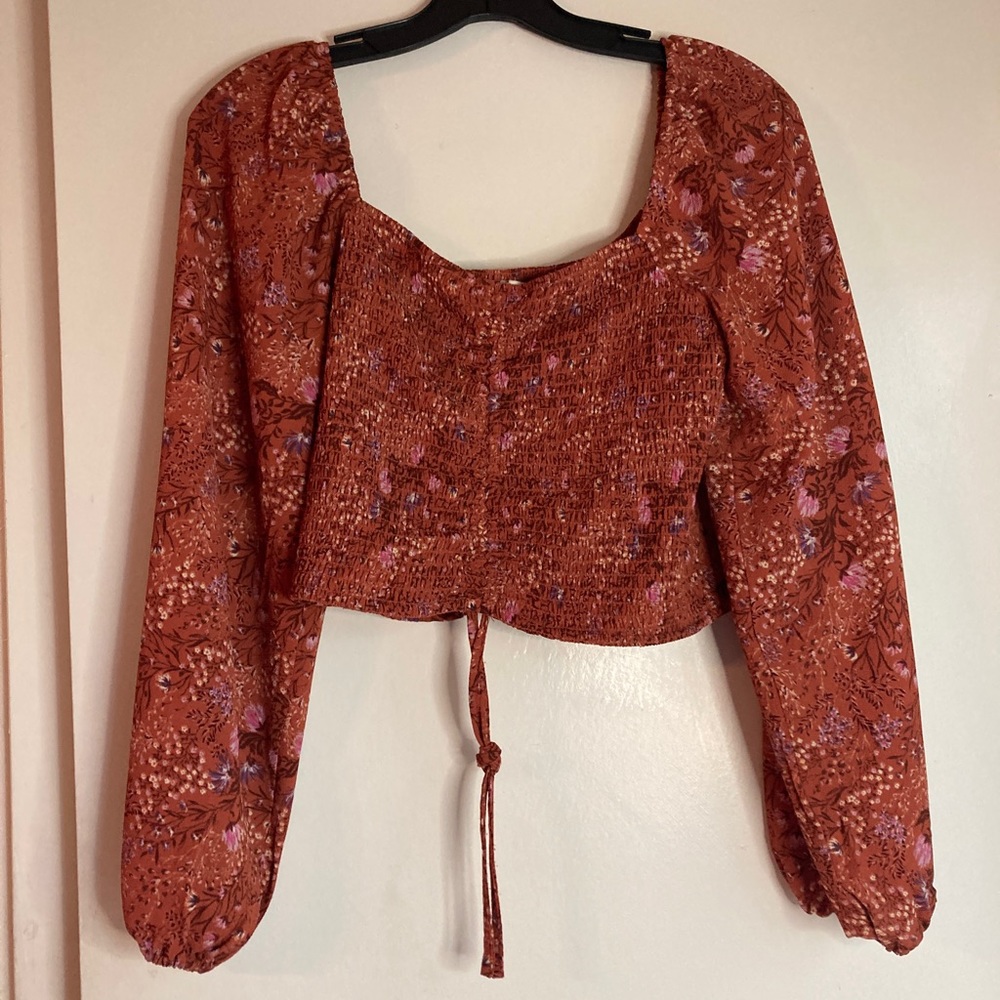 Floral Peasant Crop top with Puff Sleeves